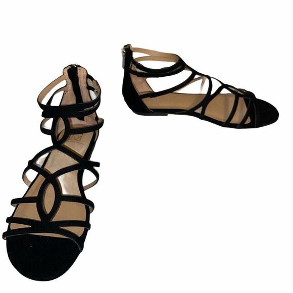 Material Girl Black Msiraf Microsuede Sandals Cage - Picture 1 of 7